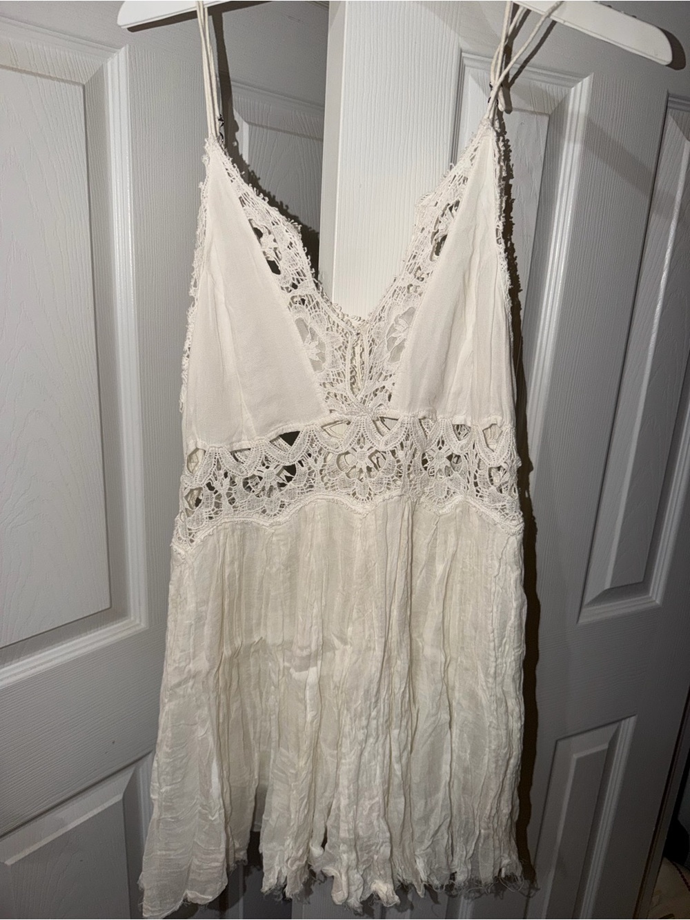 Free People FP One Lace-Trim White Gauze & Crinkle Tunic/mini Dress - never worn